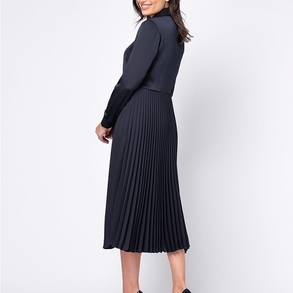 Cecily | Pleated Maternity & Nursing Midi Dress - Picture 3 of 5